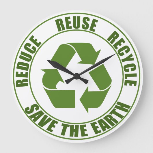 Gerecycelt Wiederverwendung reduzieren Große Wanduhr (Vorderseite)