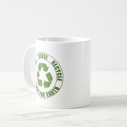 Gerecycelt Wiederverwendung reduzieren Kaffeetasse (Vorderseite Links)