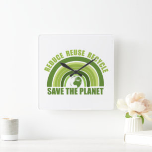 Gerecycelt Wiederverwendung reduzieren Quadratische Wanduhr