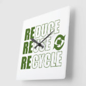 Gerecycelt Wiederverwendung reduzieren Quadratische Wanduhr (Winkel)