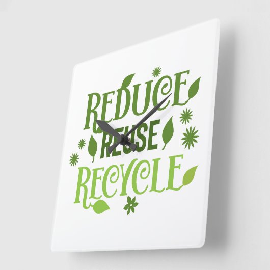 Gerecycelt Wiederverwendung reduzieren Quadratische Wanduhr (Winkel)