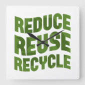 Gerecycelt Wiederverwendung reduzieren Quadratische Wanduhr (Vorderseite)