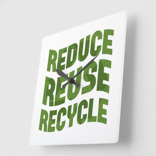 Gerecycelt Wiederverwendung reduzieren Quadratische Wanduhr (Winkel)