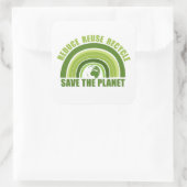 Gerecycelt Wiederverwendung reduzieren Quadratischer Aufkleber (Tasche)