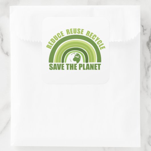 Gerecycelt Wiederverwendung reduzieren Quadratischer Aufkleber (Tasche)