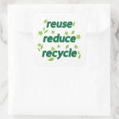 Gerecycelt Wiederverwendung reduzieren Quadratischer Aufkleber (Tasche)