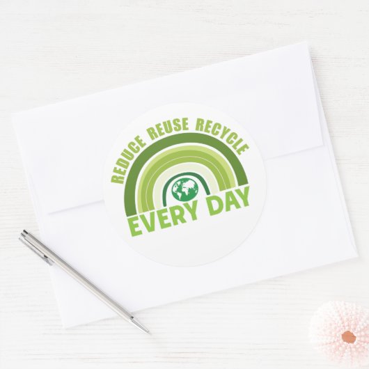 Gerecycelt Wiederverwendung reduzieren Runder Aufkleber (Umschlag)