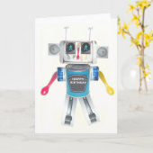 Gerecycelte Robotergeburtstagskarte Karte (Gelbe Blume)