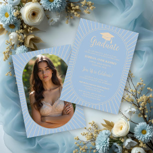 gereinigtes Blau Elegant Vintages Oval-Form-Gradua Einladung