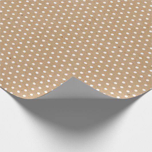 Gereizte weiße Punkte auf Imitaten Rustikale braun Geschenkpapier (Ecke)