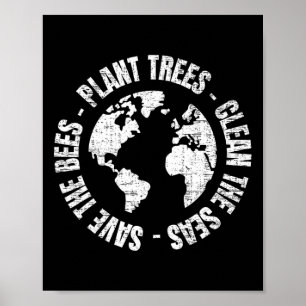 Gerettet Bienen Pflanze Bäume Saubere Meere Enviro Poster