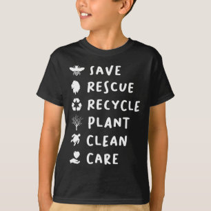 Gerettet Bienen Rettungsleine Recycelte Plastik Re T-Shirt
