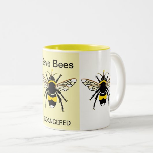 Gerettet Bienen - Tierschutzkrieger - Gelb Zweifarbige Tasse (VorderseiteRechts)