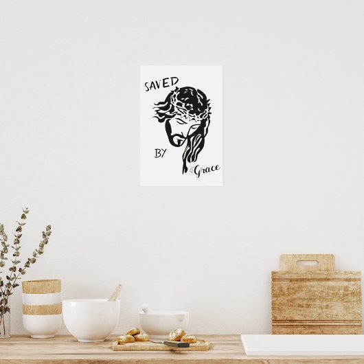 Gerettet durch die Gnade Gottes Jesus SVG Poster (Küche)