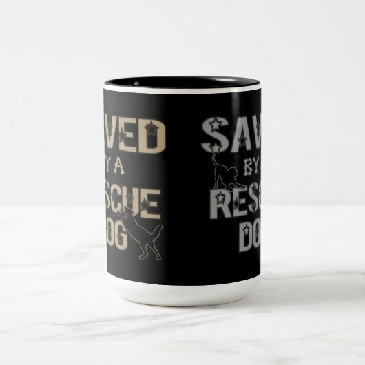 Gerettet durch einen Rettungshund Zweifarbige Tasse (Mittel)