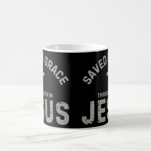 Gerettet durch Gnade durch den Glauben in Jesus Bi Kaffeetasse (Mittel)