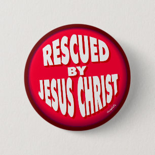 Gerettet durch Jesus Christus Button
