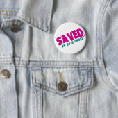 GERETTET durch Jesus Christus Button (Beispiel)