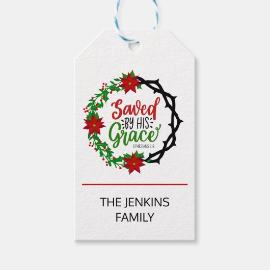 Gerettet durch Seinen grauen Weihnachtskranz Geschenkanhänger (Vorderseite)