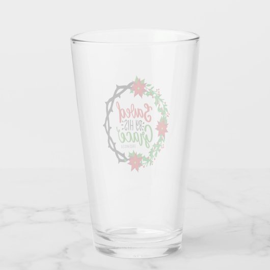 Gerettet durch Seinen grauen Weihnachtskranz Glas (Rückseite)