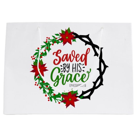 Gerettet durch Seinen grauen Weihnachtskranz Große Geschenktüte (Vorderseite)