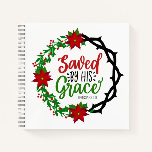 Gerettet durch Seinen grauen Weihnachtskranz Notizblock (Vorderseite)