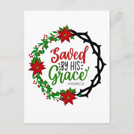 Gerettet durch Seinen grauen Weihnachtskranz Postkarte (Vorderseite)