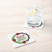 Gerettet durch Seinen grauen Weihnachtskranz Rechteckiger Pappuntersetzer (Vor Ort)