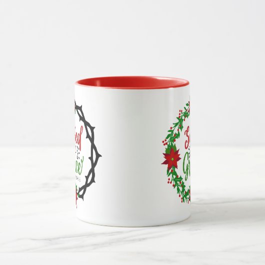 Gerettet durch Seinen grauen Weihnachtskranz Tasse (Zentrum)