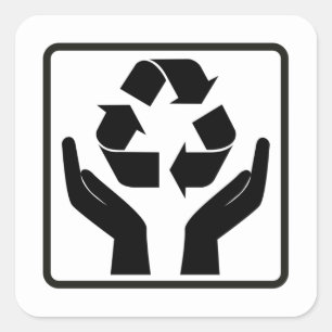 Gerettet Erde Recycelnd schwarzes Symbol Quadratischer Aufkleber