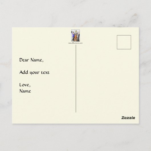 Gerettet, hellgelbe Postkarte (Rückseite)