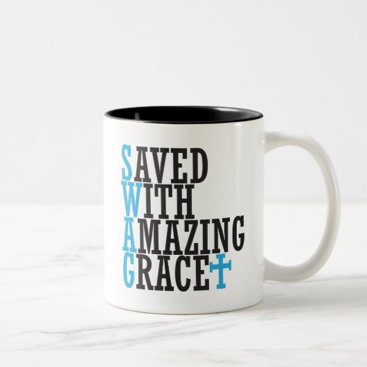 Gerettet mit Phantastisch Grace SWAG Christische T Zweifarbige Tasse (Rechts)