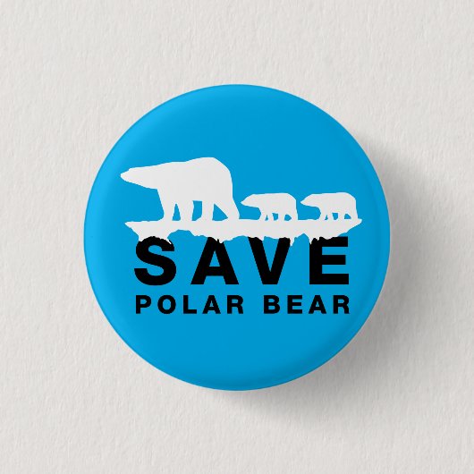 Gerettet Polarbär Button (Vorderseite)