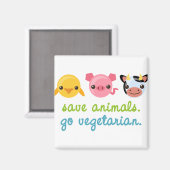 Gerettet Tiere Go Vegetarier Magnet (Vorderseite/Rückseite)