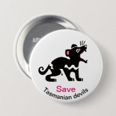 Gerettet TIERGrafik von TASMANIAN DEVILS-gefährdet Button (Vorne & Hinten)