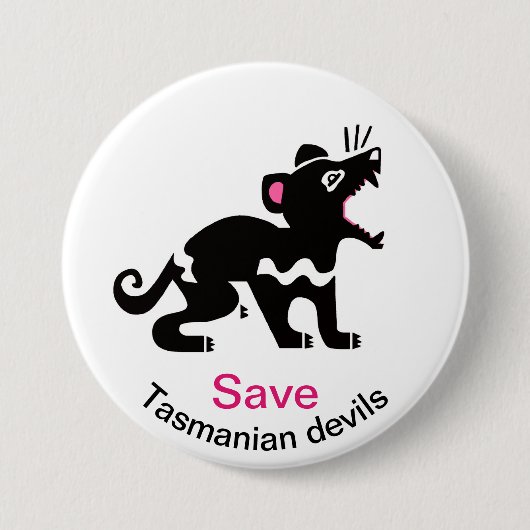Gerettet TIERGrafik von TASMANIAN DEVILS-gefährdet Button (Vorderseite)
