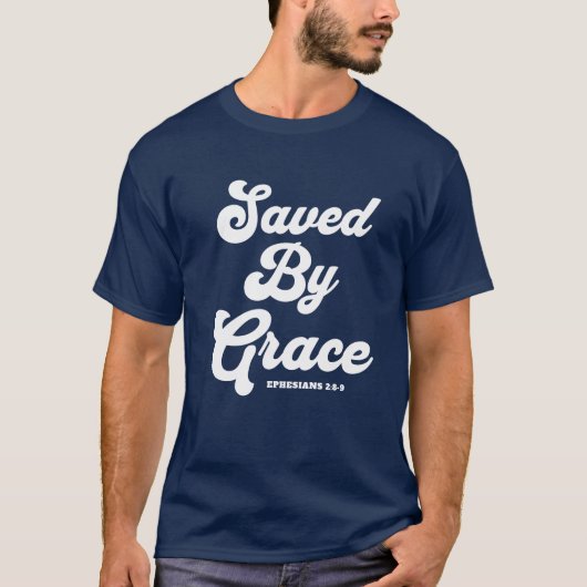 Gerettet von Grace Ephesians 2:8-9 Dark T - Shirt (Vorderseite)