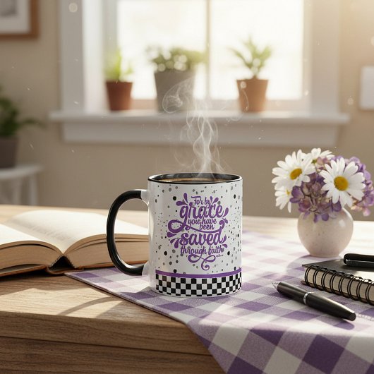 Gerettet von Grace lila Glitzer Kaffeemaschine Tas Tasse