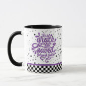 Gerettet von Grace lila Glitzer Kaffeemaschine Tas Tasse (Links)