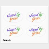 Gerettet von Grace Ovaler Aufkleber (Blatt)