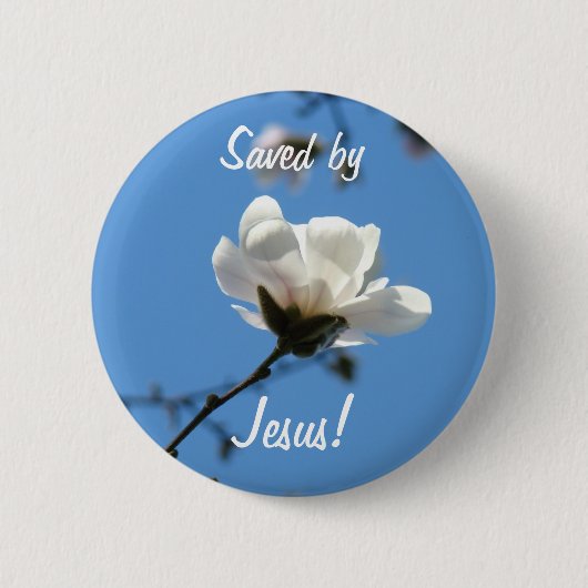 Gerettet von Jesus! Knöpfe Ostermagnolische Blume Button (Vorderseite)