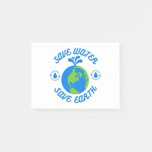 Gerettet Wasser Rette Erde Post-it Klebezettel (Vorderseite)