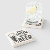 Gerettet Wasser, Trink-Bier - Stein-Untersetzer Steinuntersetzer (Seitenansicht)