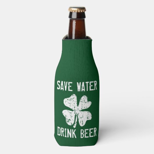 Gerettet Wasser trinken Bier Funny St Patricks Day Flaschenkühler (Flaschenvorderseite)