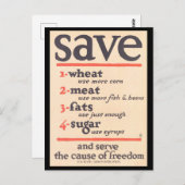 "Gerettet Weizen, Fleisch, Fette, Zucker" Erster W Postkarte (Vorne/Hinten)