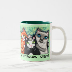 Gerettete der Kitty-Tasse des Katzen-Liebhabers Zweifarbige Tasse