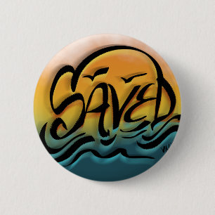 Geretteter Sonnenuntergang Faith Street Art Airbru Button