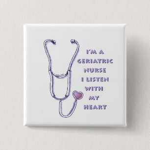 Geriatric Nurse Heart Button