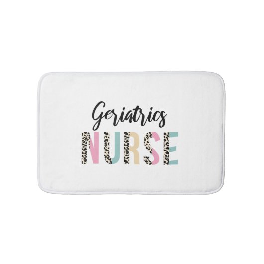 Geriatrics Nurse Cute Leopard Design - Funny Gift Badematte (Vorderseite)