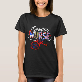 Geriatrische Krankenschwester USA-Amerikanische Fl T-Shirt